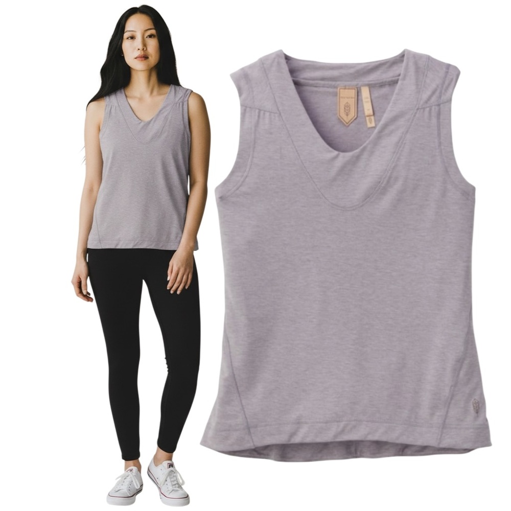 Indygena Lavender Gray Athleisure Tank Top Sleeveless Stretch Large